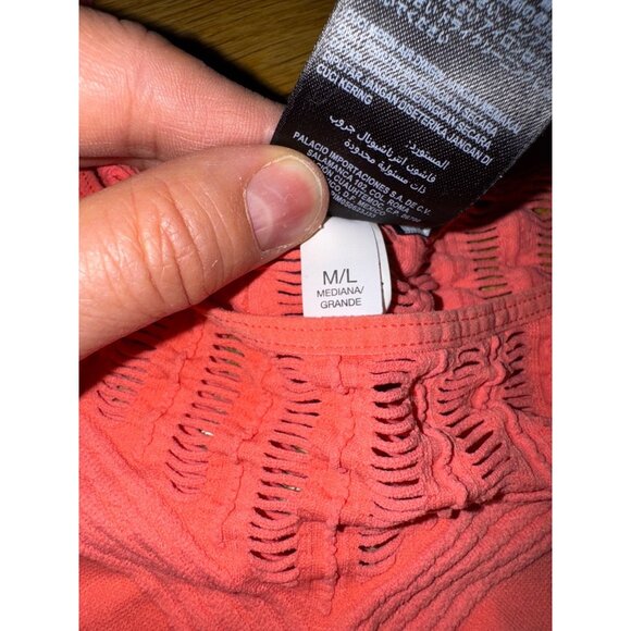 Bebe Coral Pink Long‎ Sleeve Bodycon Dress M/L Sexy Stretch Tight Y2K Eighties - Picture 7 of 7